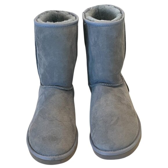 UGG Classic Short Aqua Sea Suede Leather Sheepskin Pull On Boots - Picture 3 of 9